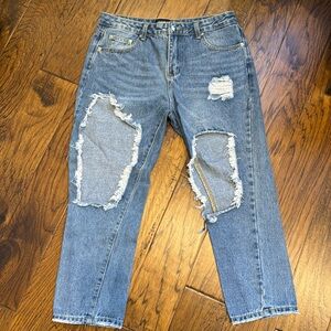 Ripped boyfriend jeans